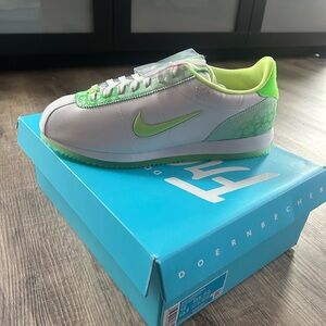 Nike Lime Green and White Cortez Sneakers DBXIX